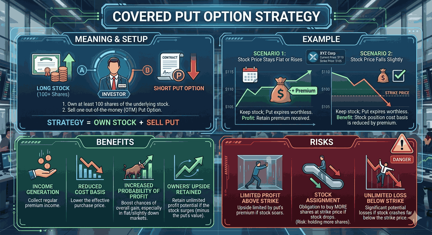 Covered Put Option Strategy: Meaning, Example, Benefits & Risks